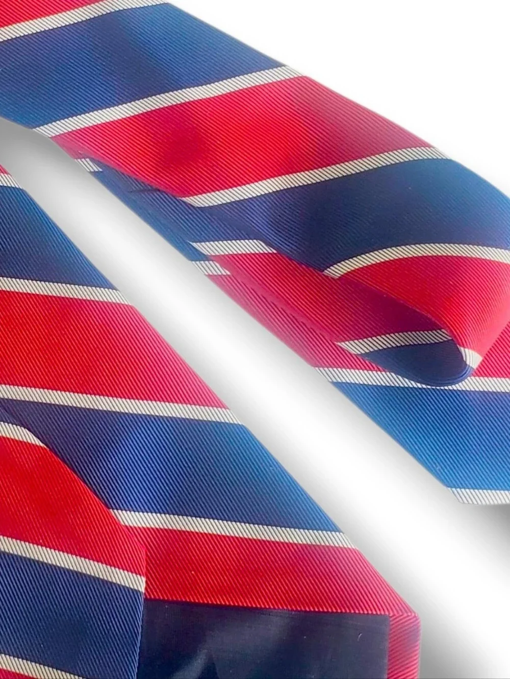 Vintage Oxford Shop Necktie Red Blue Striped Silk Tie Classic Diagonal Stripes